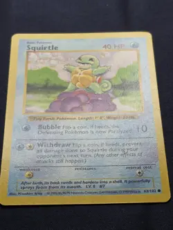 Shadowless Squirtle 63/102 Base Set 1999 Pokemon Tcg WOTC LP-MP - Image 2
