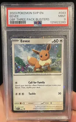Eevee 043 Black Star Promo Holo PSA 9 MINT 2023 Obsidian Flames Blister Pokemon - Image 1