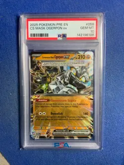 2025 Pokemon Pre En Prismatic CS Mask Ogerpon ex #058 PSA 10 - Image 1
