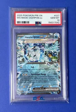 2025 Pokemon PRE EN WS Mask Ogerpon ex #027 PSA 10 GEM MT - Image 1