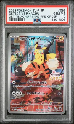 2023 POKEMON JAPANESE SV-P PROMO #098 DETECTIVE PIKACHU PSA 10 - Image 1