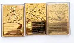 Lot of 3 Vintage BK 23k Gold Plated Pokemon Cards - Charizard Mewtwo Jigglypuff - Image 2