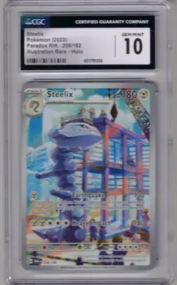 2023 POKEMON 208/182 STEELIX HOLO 1LLUSTRATION RARE PARADOX RIFT CGC 10 GEM MINT - Image 1