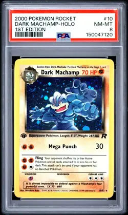 POKEMON DARK MACHAMP 2000 ROCKET #10 HOLO 1ST EDITION PSA 8 - Image 1
