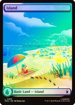 MTG Island Foil Full Art Marvel Super Heroes NM Basic Land 280 MSH Ships Now - Image 1