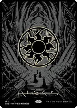Plains (Phyrexian) - Full Art (Oil Slick Raised Foil) - ONE MTG - Light Play - Image 1
