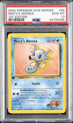 2000 POKEMON GYM HEROES 1ST EDITION #86 MISTY'S HORSEA PSA 10 - Image 1
