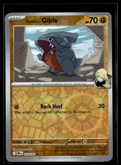 Pokemon TCG SV10: Destined Rivals #102/182 Cynthia's Gible Reverse Holo - Image 1
