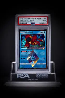 2018 Pokemon SM Forbidden Light Volcanion holo 31 prism star PSA 9 - Image 1
