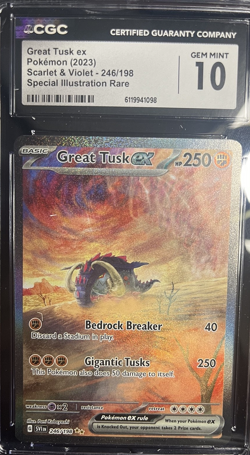 Great Tusk ex 246/198 SIR Scarlet & Violet Base Set 2023 Pokemon (CGC 10) - Image 1