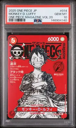 PSA 10 ONE PIECE JAPANESE PROMOS 014 MONKEY D. LUFFY ONE PIECE VOL.20 - Image 1