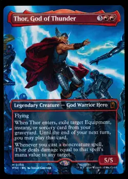 Thor, God of Thunder BORDERLESS 338 Marvel Super Heroes MTG - Image 1