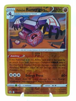 2021 Pokemon Chilling Reign Reverse Holo Galarian Runerigus #083 - Image 1