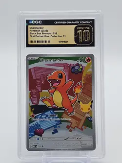 POKEMON CHARMANDER 2026 BLACK STAR PROMOS #038 FIRST PARTNER CGC Q7285 - Image 1