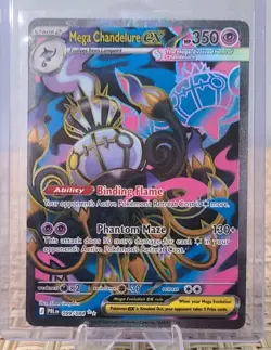 NM Mega Chandelure ex 099/084 ME05: Pitch Black Ultra Rare Full Art Pokemon TCG - Image 1