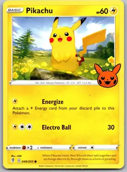 Pikachu 049/203 Promo Trick or Trade BOOster Pokemon Lightly Played Pikachu - Image 1