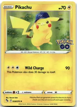Pikachu 028/078 Holo Rare Pokemon GO Pokemon Near Mint - Image 1
