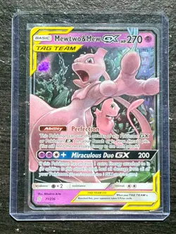 Mewtwo & Mew GX 71/236 Tag Team Ultra Rare Unified Minds Pokemon Card NM - Image 1