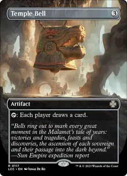 Borderless TEMPLE BELL mtg NM-M Commander Lost Caverns of Ixalan 1 Rare - Image 1