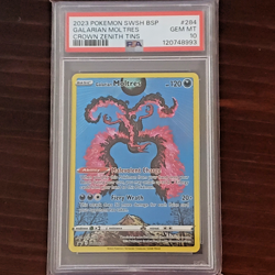 PSA 10 GEM MINT GALARIAN MOLTRES SWSH284 CROWN ZENITH TINS 2023 POKEMON CARD - Image 3