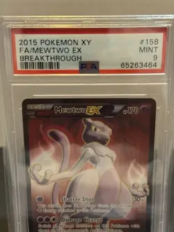 Pokemon Mewtwo-EX TCG Full Art Ultra Rare Holo Card Breakthrough 158/162 PSA 9 - Image 2