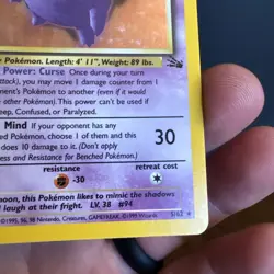 Wizards of the Coast Pokemon TCG Gengar 5/62 Fossil Holo Rare 1999 EN LP - Image 5