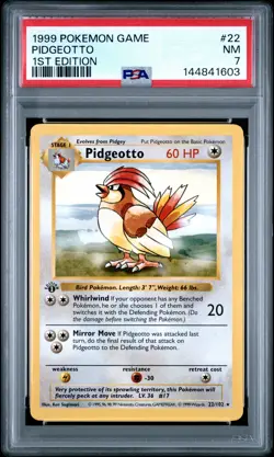1999 POKEMON BASE SET 1ST EDITION #22 PIDGEOTTO PSA 7 - Image 1