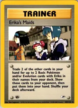 Pokemon 1st Edition Card TCG Gym Heroes LP-NM Erika's Maids 109/132 - Image 1