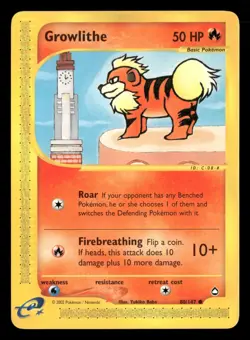 Growlithe - 80/147 - Common - Aquapolis - Pokemon Card - LP - Image 1