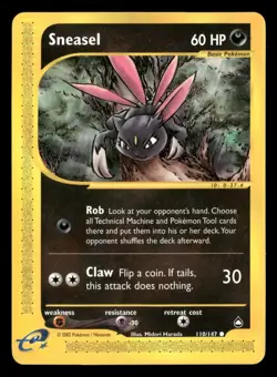 Sneasel - 110/147 - Common - Aquapolis - Pokemon Card - LP - Image 1