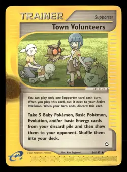 Town Volunteers - 136/147 - Common - Aquapolis - Pokemon Card - HP - Image 1