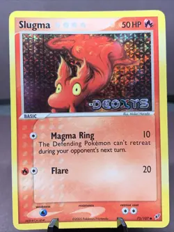 Pokemon TCG Slugma 75/107 EX Deoxys Reverse Holo Stamped VTG 2005 LP+ - Image 1