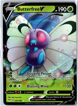 Pokemon 2020 Butterfree V Ultra Rare Holo SWSH03 001/189 NM - Image 1