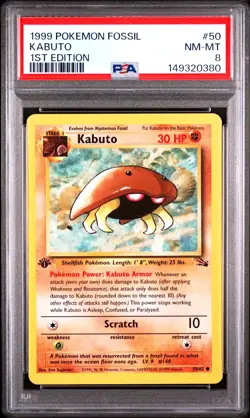 1999 Pokemon Fossil Kabuto 50/62 1st Edition PSA 8 NM-MT English Vintage WOTC - Image 3