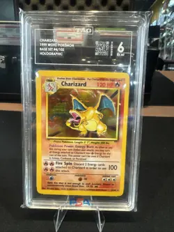 Pokemon TCG - Charizard - 4/102 - Rare - Holo - Base Set Unlimited TAG 6 Ex - Mt - Image 1