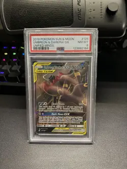 Pokemon 2019 Sm-Unified Minds Umbreon & Darkrai GX 125/236 Holo PSA 8 - Image 1