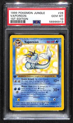 1999 Pokemon Vaporeon, 1st Edition Jungle #28/64, PSA 10 Gem Mint - Image 1
