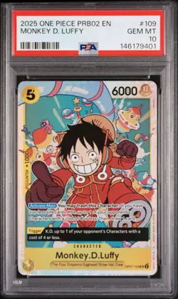 Monkey.D.Luffy OP07 109 One Piece The Best Vol 2 PRB02 Holo PSA 10 Gem Mint - Image 1