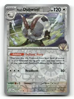 Hop's Dubwool 136/159 - Journey Together Reverse Holo - Pokemon Card NM/M - Image 1