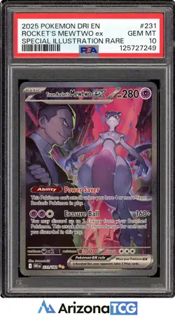 Pokemon 2025 Team Rocket's Mewtwo ex 231/182 SIR Destined Rivals GEM MINT PSA 10 - Image 1
