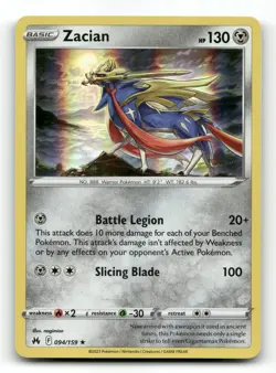 Zacian 094/159 - Crown Zenith Holo - Pokemon Card NM/M - Image 1