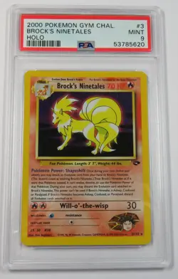 PSA 9 MINT POKEMON 3/132 | 2000 Brock's Ninetales HOLO - Gym Challenges #31471L - Image 1