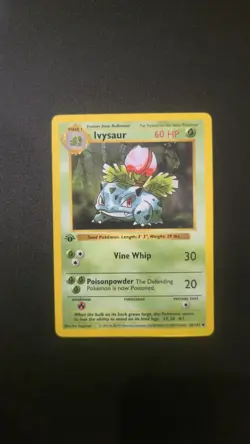 Ivysaur 30/102 Uncommon Base Set Shadowless Pokemon 1st Edition Lightly Played - Image 1