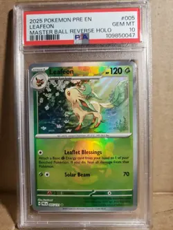 Leafeon Master Ball Pattern 005/131 PSA 10 Sv: Prismatic Evolutions Holo Pokemon - Image 1