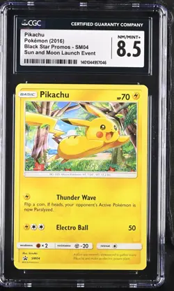 2016 Pokemon Sun & Moon Holo Promo Launch Event Pikachu SM04 CGC 8.5 - Image 1