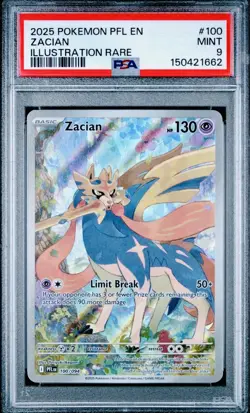 2025 Pokemon Phantasmal Flames English Zacian Illustration Rare PSA 9 100/094. - Image 1