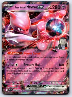 TEAM ROCKET'S MEWTWO EX 081/182 DESTINED RIVALS DOUBLE RARE POKEMON NEAR MINT - Image 1