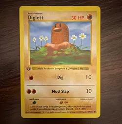 Pokemon TCG Diglett 047/102 Base Set Shadowless 1st Ed Common Eng 30HP - Image 1
