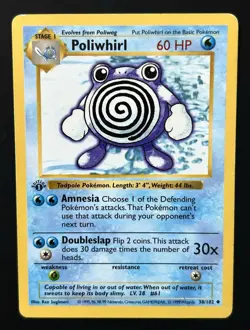 Poliwhirl Base Set Shadowless 38/102 1st Edition Uncommon - Image 1