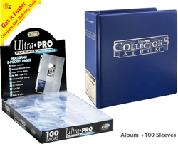 ULTRA PRO 3 RING COBALT BINDER ALBUM +100 PLATINUM 9 POCKET PAGES SLEEVE POKEMON 74427158637 - Image 1